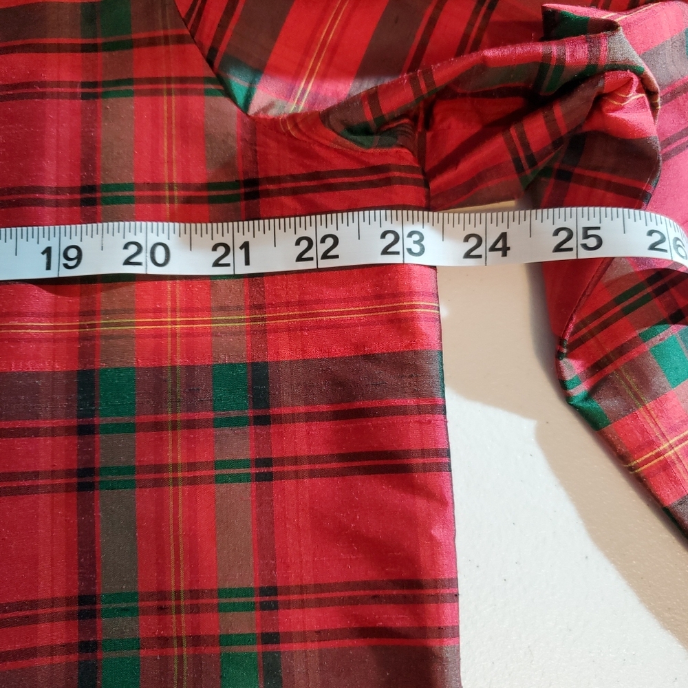 Appleseeds 100% Silk Size 16 Womens Button Up Red and Green Plaid Shirt - Picture 15 of 16